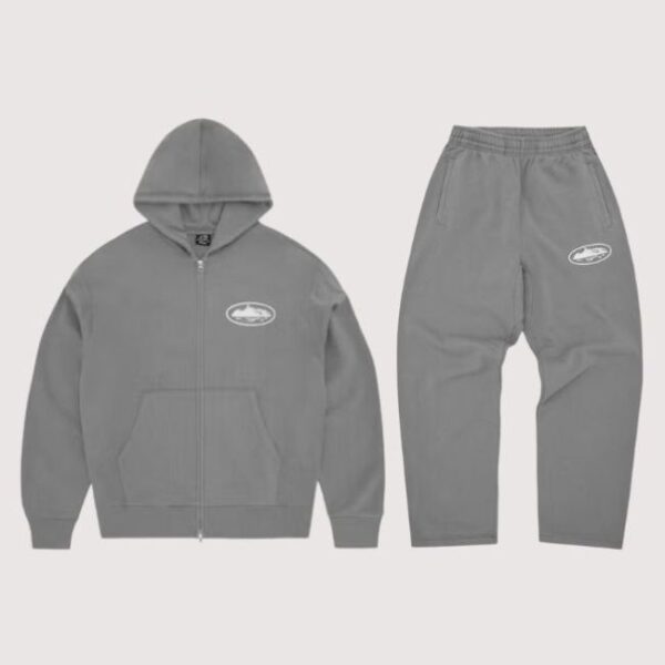 Corteiz Island Puff Print Tracksuit Gully Grey